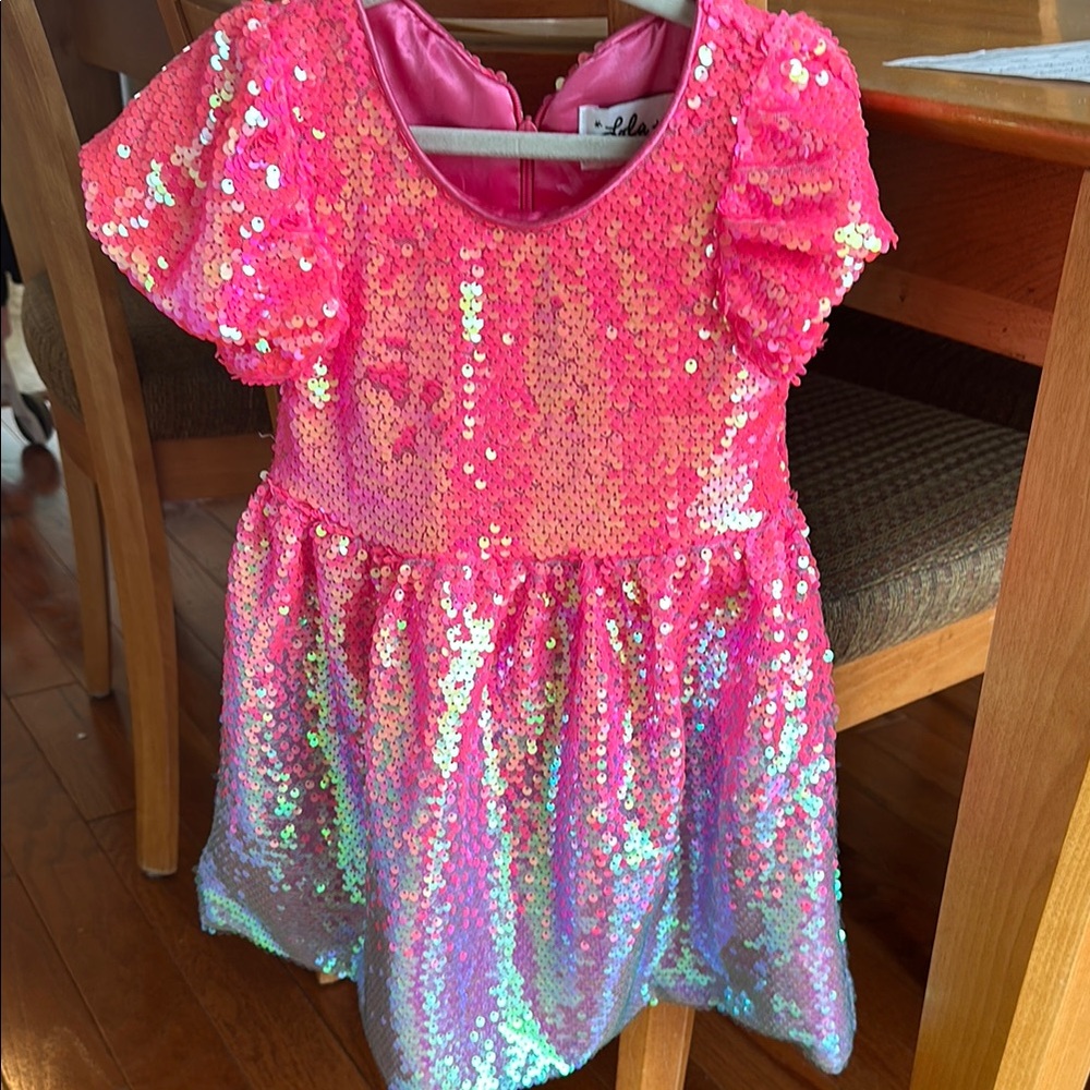 Pink Sequin Kids Costume Dress